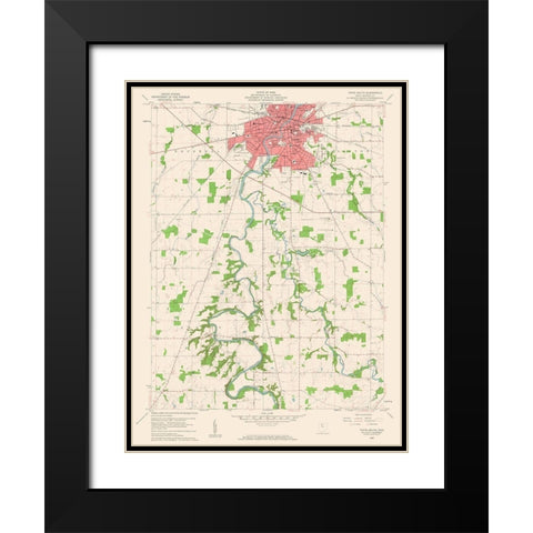 South Tiffin Ohio Quad - USGS 1960 Black Modern Wood Framed Art Print with Double Matting by USGS