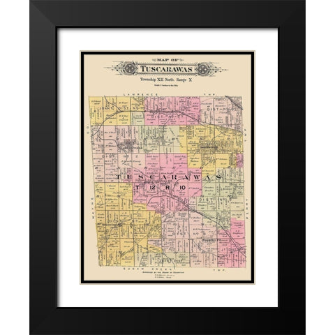 Tuscarawas Ohio Landowner - Lawrence 1896 Black Modern Wood Framed Art Print with Double Matting by Lawrence