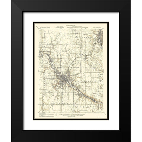 Youngstown Pennsylvania Ohio Quad - USGS 1908 Black Modern Wood Framed Art Print with Double Matting by USGS