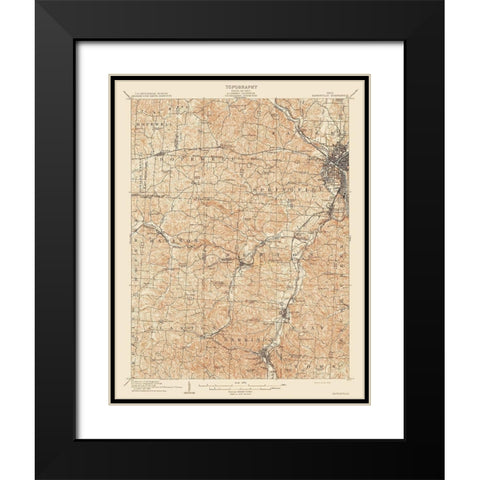 Zanesville Ohio Quad - USGS 1910 Black Modern Wood Framed Art Print with Double Matting by USGS