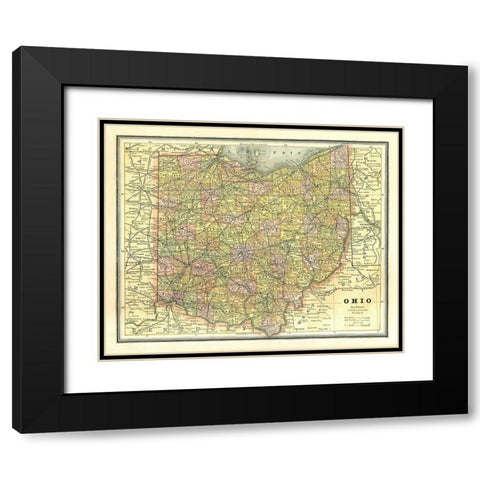 Ohio - Cram 1886 Black Modern Wood Framed Art Print with Double Matting by Cram