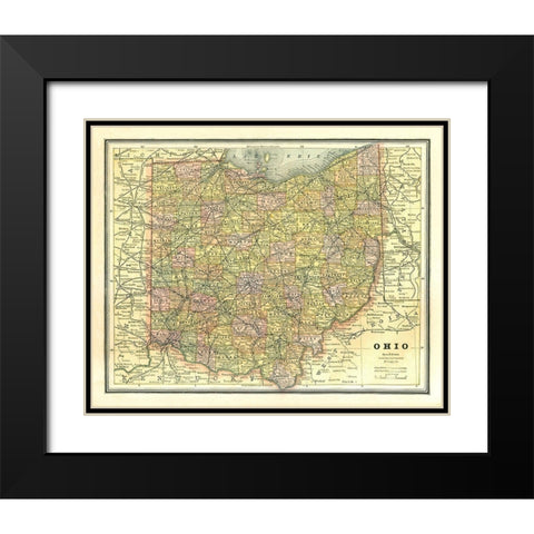 Ohio - Cram 1886 Black Modern Wood Framed Art Print with Double Matting by Cram