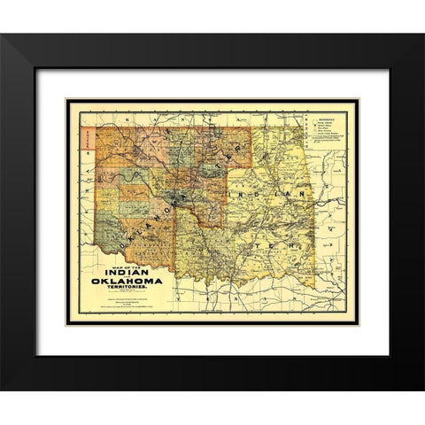 Oklahoma Indian Territory - Rand McNally 1894 Black Modern Wood Framed Art Print with Double Matting by Rand McNally