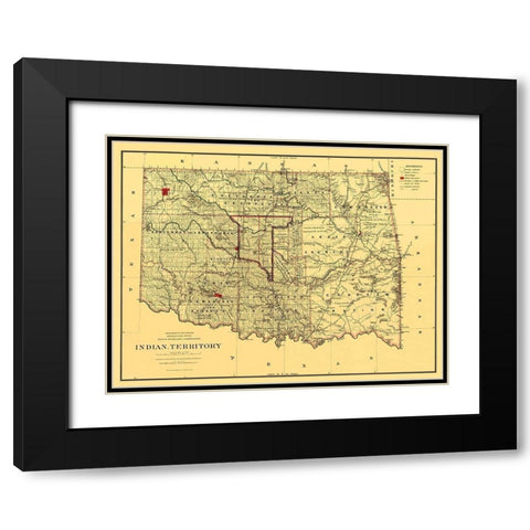 Oklahoma Indian Territory - Bien 1887 Black Modern Wood Framed Art Print with Double Matting by Bien