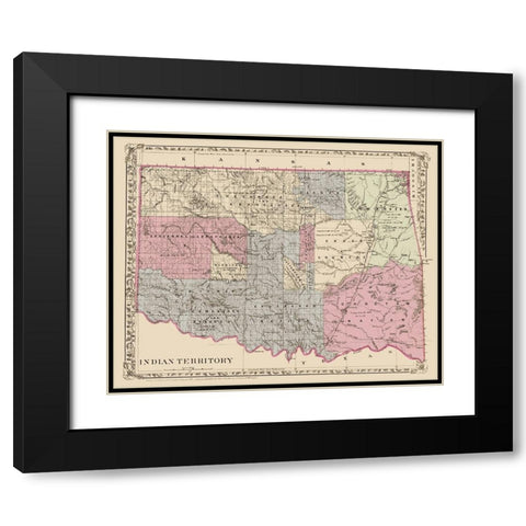 Oklahoma Indian Territory - Gary 1873 Black Modern Wood Framed Art Print with Double Matting by Gary