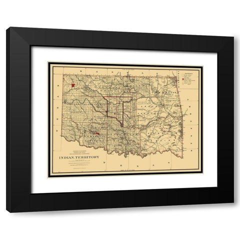 Oklahoma Indian Territory - Stockslager 1887 Black Modern Wood Framed Art Print with Double Matting by Stockslager