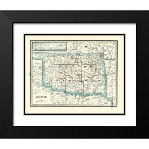 Oklahoma Indian Territory - Rathbun 1893 Black Modern Wood Framed Art Print with Double Matting by Rathbun