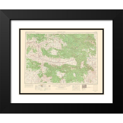 Canyon City Oregon Quad - USGS 1966 Black Modern Wood Framed Art Print with Double Matting by USGS