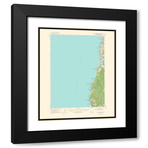 Cape Foulweather Oregon Quad - USGS 1967 Black Modern Wood Framed Art Print with Double Matting by USGS