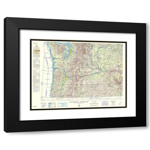 Columbia River Idaho Oregon Washington Sheet Black Modern Wood Framed Art Print with Double Matting by USGS