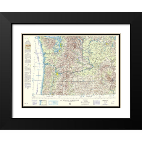 Columbia River Idaho Oregon Washington Sheet Black Modern Wood Framed Art Print with Double Matting by USGS