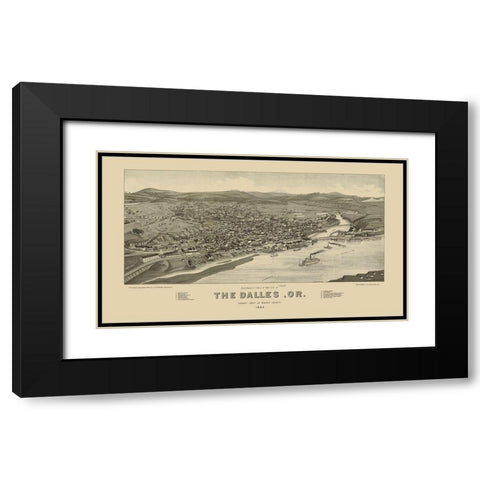 The Dalles Oregon - Stoner 1884 Black Modern Wood Framed Art Print with Double Matting by Stoner