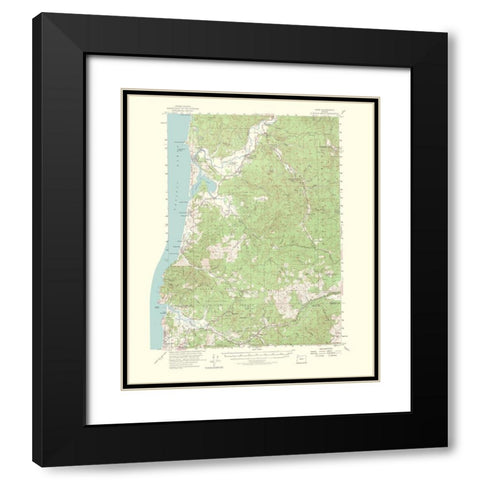 Hebo Oregon Quad - USGS 1965 Black Modern Wood Framed Art Print with Double Matting by USGS