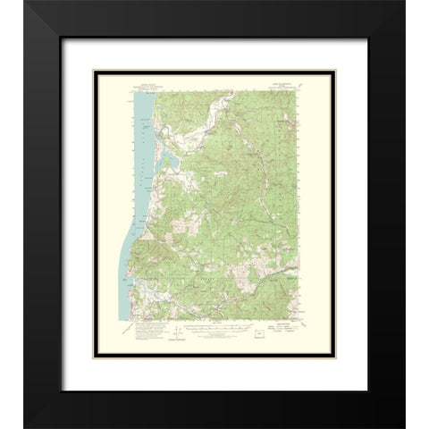 Hebo Oregon Quad - USGS 1965 Black Modern Wood Framed Art Print with Double Matting by USGS