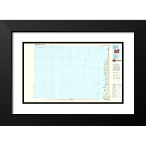 Newport Oregon Quad - USGS 1981 Black Modern Wood Framed Art Print with Double Matting by USGS