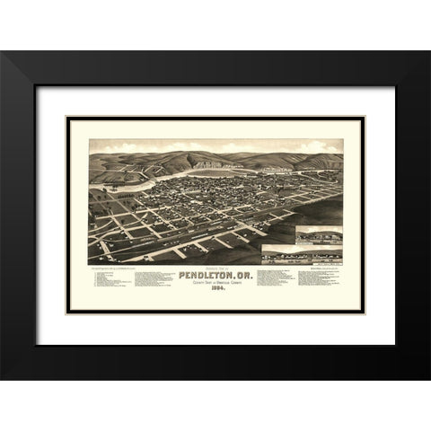 Pendleton Oregon - Stoner 1884 Black Modern Wood Framed Art Print with Double Matting by Stoner