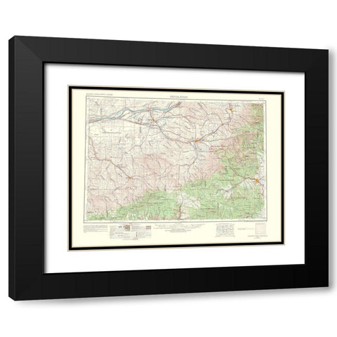 Pendleton Oregon Washington Quad - USGS 1964 Black Modern Wood Framed Art Print with Double Matting by USGS