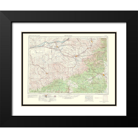 Pendleton Oregon Washington Quad - USGS 1964 Black Modern Wood Framed Art Print with Double Matting by USGS