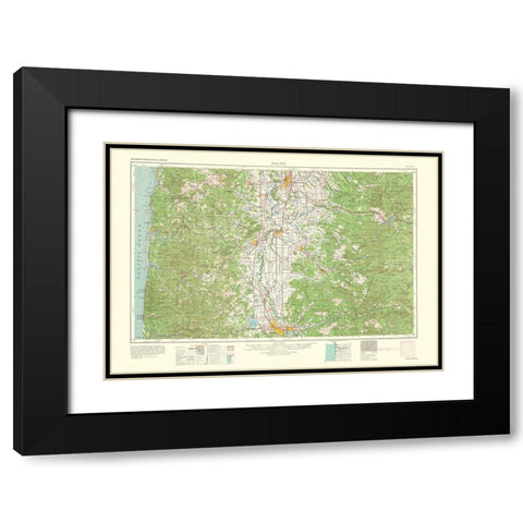 Salem Oregon Quad - USGS 1963 Black Modern Wood Framed Art Print with Double Matting by USGS