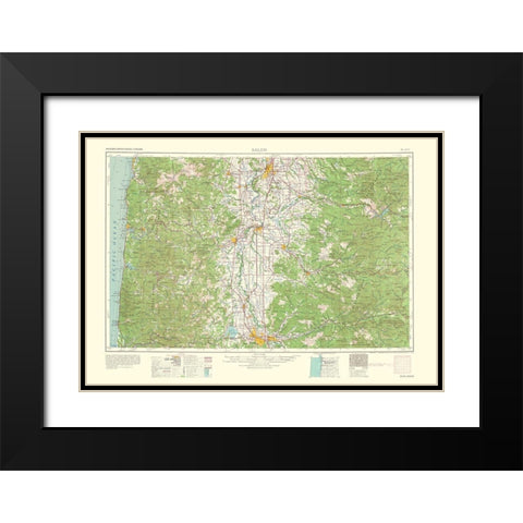 Salem Oregon Quad - USGS 1963 Black Modern Wood Framed Art Print with Double Matting by USGS