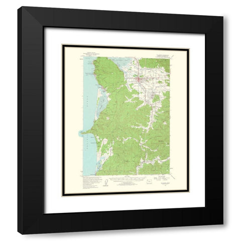 Tillamook Oregon Quad - USGS 1963 Black Modern Wood Framed Art Print with Double Matting by USGS