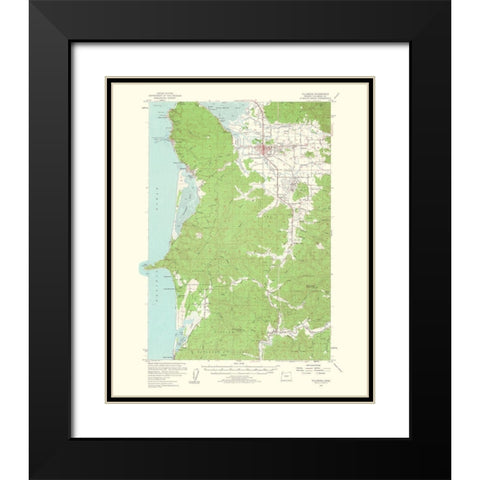 Tillamook Oregon Quad - USGS 1963 Black Modern Wood Framed Art Print with Double Matting by USGS