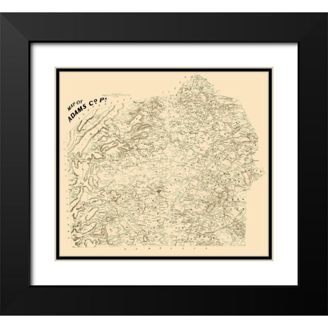 Adams County Pennsylvania - 1858 Black Modern Wood Framed Art Print with Double Matting by Unknown