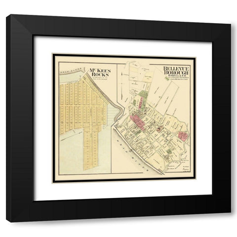 Bellevue, McKees Rock Pennsylvania Landowner Black Modern Wood Framed Art Print with Double Matting by Hayes