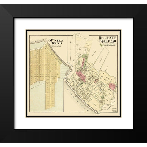 Bellevue, McKees Rock Pennsylvania Landowner Black Modern Wood Framed Art Print with Double Matting by Hayes