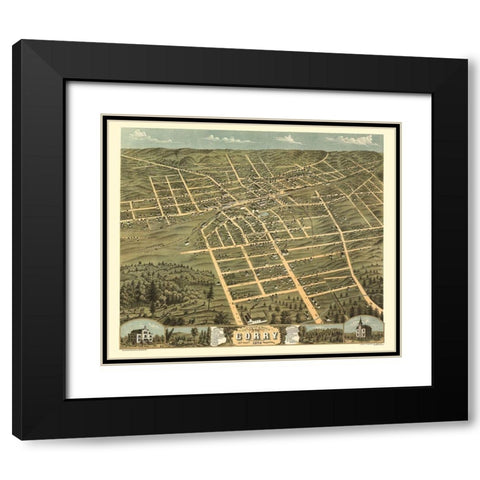 Corry Pennsylvania - Stoner 1870  Black Modern Wood Framed Art Print with Double Matting by Stoner