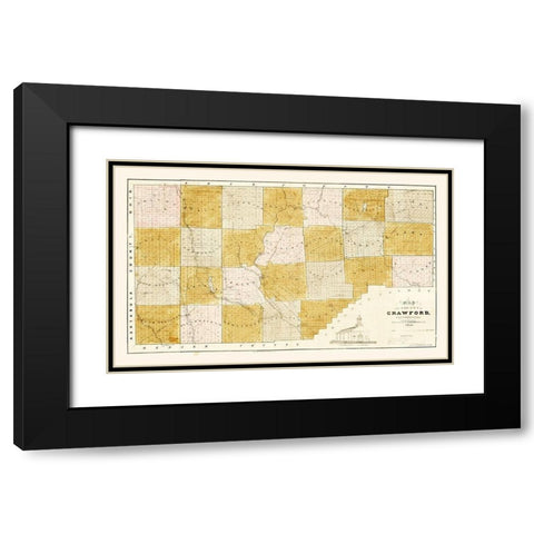Crawford County Pennsylvania - Spafford 1839 Black Modern Wood Framed Art Print with Double Matting by Spafford