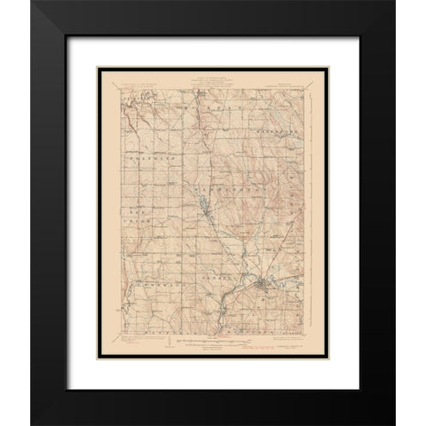 Cambridge Springs Pennsylvania Quad - USGS 1925 Black Modern Wood Framed Art Print with Double Matting by USGS