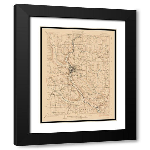 Meadville Pennsylvania Quad - USGS 1923 Black Modern Wood Framed Art Print with Double Matting by USGS