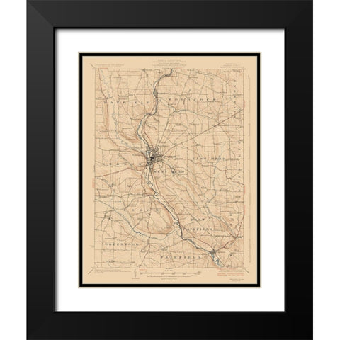 Meadville Pennsylvania Quad - USGS 1923 Black Modern Wood Framed Art Print with Double Matting by USGS