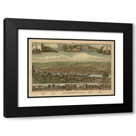 New Brighton Pennsylvania - Corbin 1883  Black Modern Wood Framed Art Print with Double Matting by Corbin