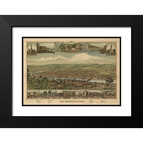 New Brighton Pennsylvania - Corbin 1883  Black Modern Wood Framed Art Print with Double Matting by Corbin