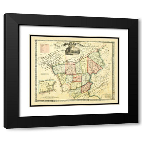 Northampton County Pennsylvania - Taylor 1851 Black Modern Wood Framed Art Print with Double Matting by Taylor