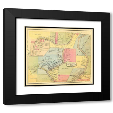Oil Creek, Section 4 Pennsylvania Landowner Black Modern Wood Framed Art Print with Double Matting by Mayer