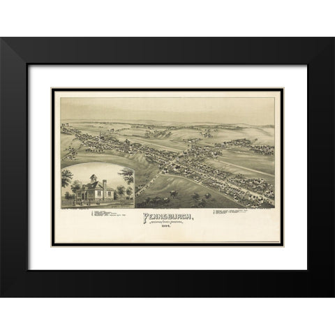 Pennsburg Pennsylvania - Fowler 1894  Black Modern Wood Framed Art Print with Double Matting by Fowler