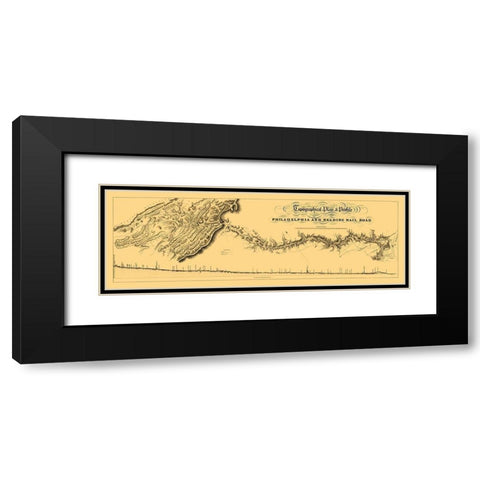 Philadelphia and Reading Railroad - Osborne 1838 Black Modern Wood Framed Art Print with Double Matting by Osborne