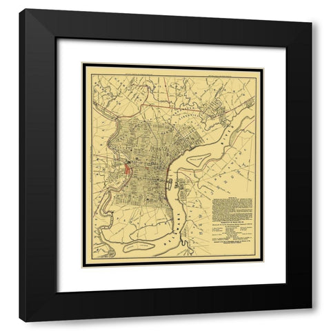 Philadelphia Railroad Plan 2 - Hoxsie 1858 Black Modern Wood Framed Art Print with Double Matting by Hoxsie