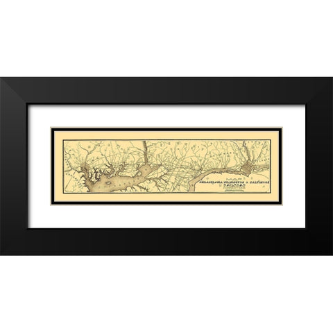 Philadelphia, Wilmington, Baltimore Railroad 1850 Black Modern Wood Framed Art Print with Double Matting by Larkin