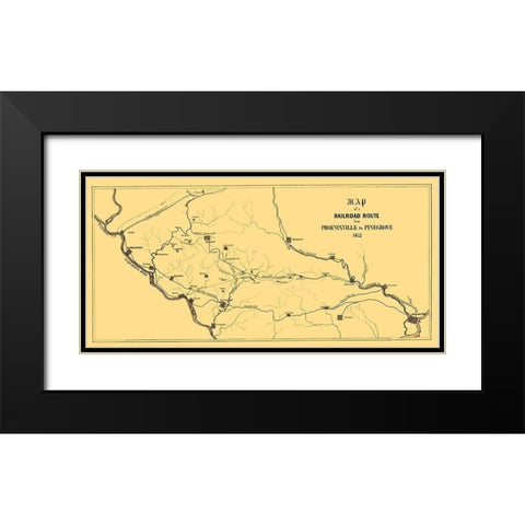 Phoenixville to Pinegrove Railroad Route - 1852 Black Modern Wood Framed Art Print with Double Matting by Unknown