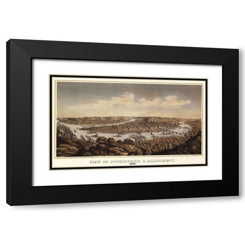 Pittsburgh Pennsylvania - Krebs 1874 Black Modern Wood Framed Art Print with Double Matting by Krebs