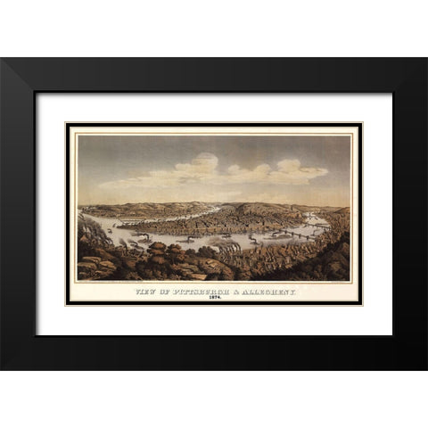 Pittsburgh Pennsylvania - Krebs 1874 Black Modern Wood Framed Art Print with Double Matting by Krebs