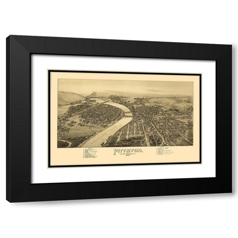 Pittston Pennsylvania - Moyer 1892  Black Modern Wood Framed Art Print with Double Matting by Moyer