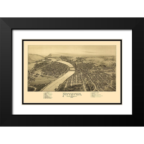 Pittston Pennsylvania - Moyer 1892  Black Modern Wood Framed Art Print with Double Matting by Moyer