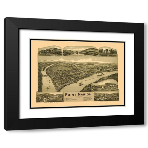 Point Marion Pennsylvania - Fowler 1902  Black Modern Wood Framed Art Print with Double Matting by Fowler