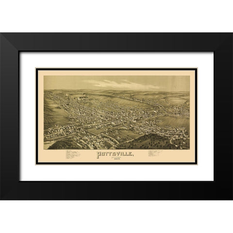 Pottsville Pennsylvania - Fowler 1889  Black Modern Wood Framed Art Print with Double Matting by Fowler