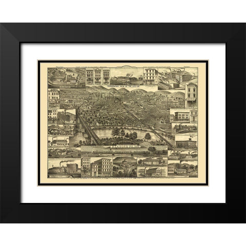 Reading Pennsylvania -1881 Black Modern Wood Framed Art Print with Double Matting by Unknown